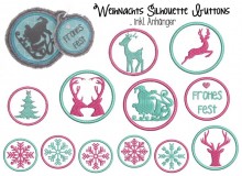 Stickserie - Weihnachts Silhouette Buttons mit Anhänger